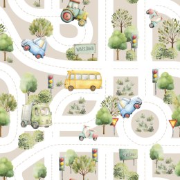 ULICE Z AUTAMI Tkanina dekoracyjna typu MILAS, szer. 165cm, kolor 004 beżowy D00373/MIL/004/165000/1