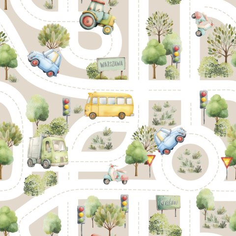 ULICE Z AUTAMI Tkanina dekoracyjna typu MILAS, szer. 165cm, kolor 004 beżowy D00373/MIL/004/165000/1