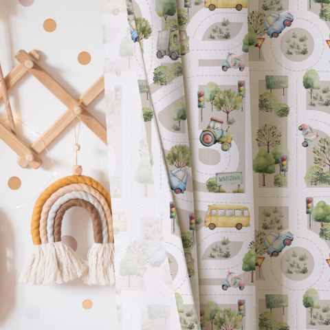 ULICE Z AUTAMI Tkanina dekoracyjna typu MILAS, szer. 165cm, kolor 004 beżowy D00373/MIL/004/165000/1