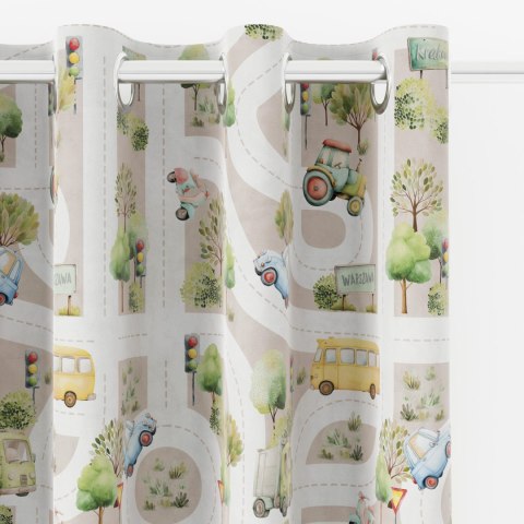 ULICE Z AUTAMI Tkanina dekoracyjna typu MILAS, szer. 165cm, kolor 004 beżowy D00373/MIL/004/165000/1