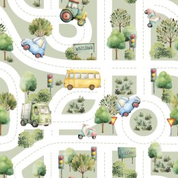 ULICE Z AUTAMI Tkanina dekoracyjna typu MILAS, szer. 165cm, kolor 012 szałwiowy D00373/MIL/012/165000/1