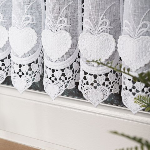 Zazdrostka haftowana panelowa na batyście, wys. 75cm, kolor biały 015552/420/001/000075/1