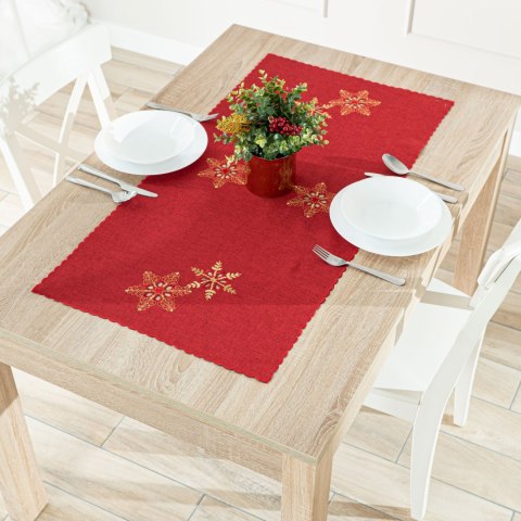 BŁYSZCZĄCE ŚNIEŻYNKI Bieżnik z haftem, 50x100cm, kolor 003 czerwony 640010/KSP/C03/050100/1 BŁYSZCZĄCE ŚNIEŻYNKI Bieżnik z haftem, 50x100cm, kolor 003 czerwony 640010/KSP/C03/050100/1
