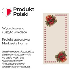 BUKIET W KOSZYKU Z EFEKTEM WYSZYWANIA Bieżnik NINA WODOODPORNA, 50x100cm, kolor beżowy PBN365/KSP/C04/050100/1