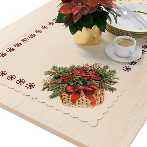 BUKIET W KOSZYKU Z EFEKTEM WYSZYWANIA Bieżnik NINA WODOODPORNA, 50x100cm, kolor beżowy PBN365/KSP/C04/050100/1 BUKIET W KOSZYKU Z EFEKTEM WYSZYWANIA Bieżnik NINA WODOODPORNA, 50x100cm, kolor beżowy PBN365/KSP/C04/050100/1