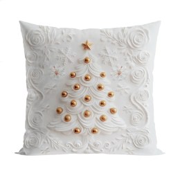 CHOINKA Z EFEKTEM 3D Poszewka dekoracyjna VELVET, 40x40cm, kolor biały PBN335/POP/001/040040/1