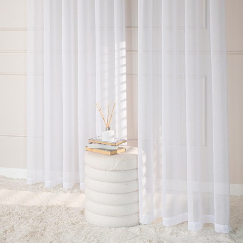 ETAMINA Firana gotowa na srebrnych przelotkach, 230x140cm, kolor biały ETAMIN/FGP/001/140230/1