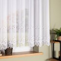 Firanka żakardowa ze wzorem pasowym, wys. 140cm, kolor biały 018534/000/001/000140/1