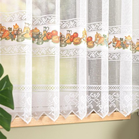 Firanka żakardowa ze wzorem pasowym, wys. 160cm, kolor 621 z zielonym 007972/000/621/000160/1 Firanka żakardowa ze wzorem pasowym, wys. 160cm, kolor 621 z zielonym 007972/000/621/000160/1