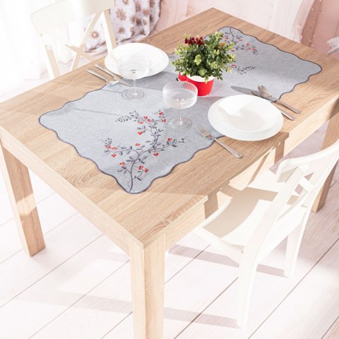 JARZĘBINOWY BLASK Bieżnik z haftem, 40x140cm, kolor 007 szary 645310/KSP/007/040140/1 JARZĘBINOWY BLASK Bieżnik z haftem, 40x140cm, kolor 007 szary 645310/KSP/007/040140/1
