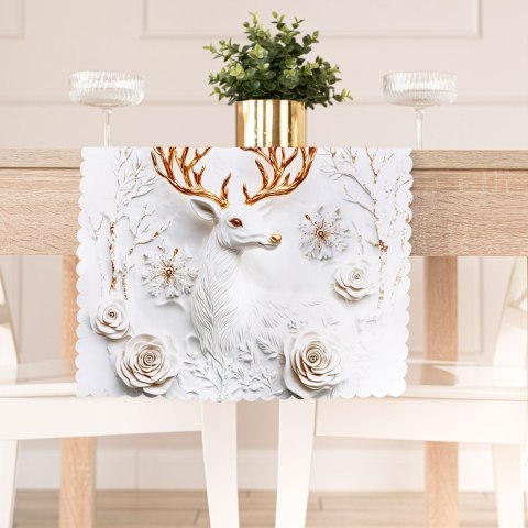 JELONEK Z EFEKTEM 3D Bieżnik NINA WODOODPORNA, 38x140cm, kolor biały PBN344/KSP/C01/038140/1