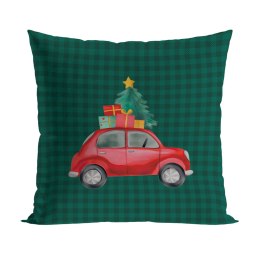 KRATA Z SAMOCHODEM, BAJKOWE ŚWIĘTA Poszewka dekoracyjna VELVET, 40x40cm, kolor 002 zielony PBN354/POP/002/040040/1