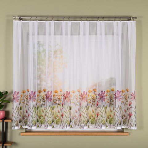 KWIATOWA ŁĄKA Firanka żakardowa 023426, wys. 150cm, kolor biały D00308/000/001/000150/1