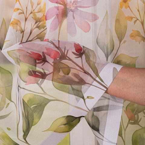 KWIATOWA ŁĄKA Firanka żakardowa 023426, wys. 160cm, kolor biały D00308/000/001/000160/1