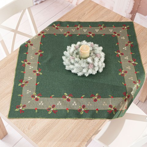 ŚWIĄTECZNE KOKARDKI Serweta z haftem, 85x85cm, kolor zielony 295161/KSP/002/085085/1 ŚWIĄTECZNE KOKARDKI Serweta z haftem, 85x85cm, kolor zielony 295161/KSP/002/085085/1