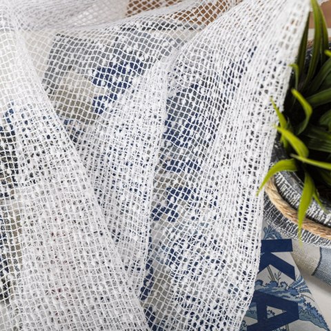 Firanka fantazyjna siatka z puszystymi przeszyciami, wys. 280cm, kolor biały 006050/000/001/000280/1