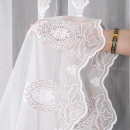 Firanka haftowana pasowa, wys.285cm, kolor 003 biały z beżowo-białą nicią FH0030/768/003/000285/1