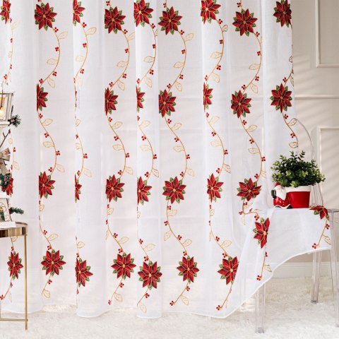 Firanka haftowana z ołowianką, wys. 290cm, kolor biały 425050/OLO/001/000290/1