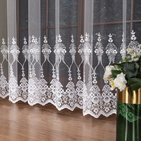 Firanka haftowana z samym dołem, wys.300cm, kolor biały FH0036/020/001/000300/1