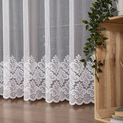 Firanka żakardowa ze wzorem na samym dole, wys. 250cm, kolor biały 015997/000/001/000250/1