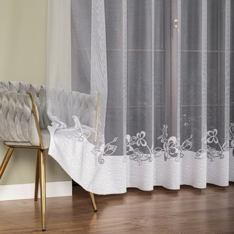 Firanka żakardowa ze wzorem na samym dole, wys. 250cm, kolor biały 107199/000/001/000250/1