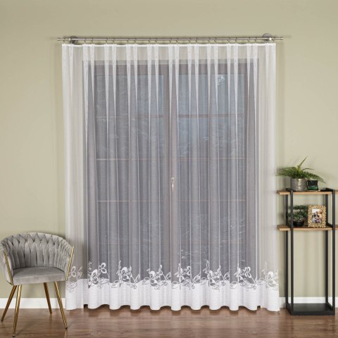 Firanka żakardowa ze wzorem na samym dole, wys. 250cm, kolor biały 107199/000/001/000250/1