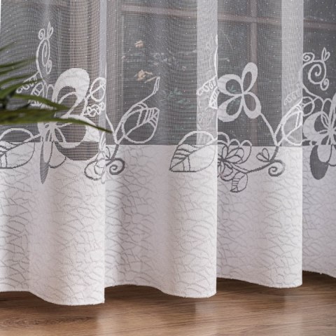 Firanka żakardowa ze wzorem na samym dole, wys. 250cm, kolor biały 107199/000/001/000250/1