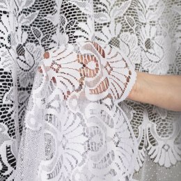 Firanka żakardowa ze wzorem pasowym, wys. 150cm, kolor biały 361270/000/001/000150/1