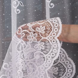 Firanka żakardowa ze wzorem pasowym, wys. 160cm, kolor biały 019461/000/001/000160/1