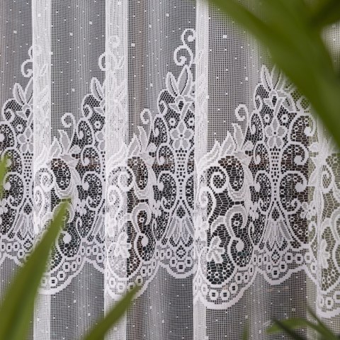 Firanka żakardowa ze wzorem pasowym, wys. 170cm, kolor biały 019461/000/001/000170/1