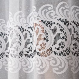 Firanka żakardowa ze wzorem pasowym, wys. 180cm, kolor biały 107871/000/001/000180/1