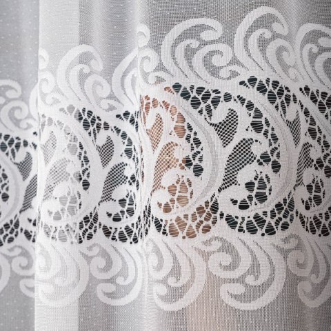 Firanka żakardowa ze wzorem pasowym, wys. 180cm, kolor biały 107871/000/001/000180/1