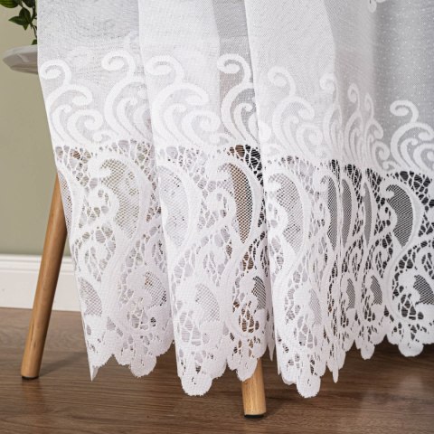 Firanka żakardowa ze wzorem pasowym, wys. 180cm, kolor biały 107871/000/001/000180/1