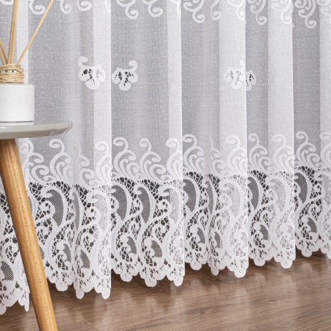 Firanka żakardowa ze wzorem pasowym, wys. 250cm, kolor biały 107871/000/001/000250/1