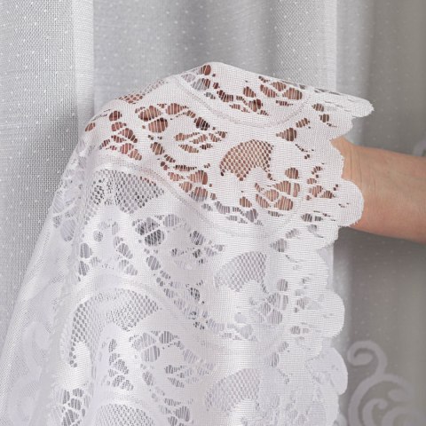 Firanka żakardowa ze wzorem pasowym, wys. 250cm, kolor biały 107871/000/001/000250/1