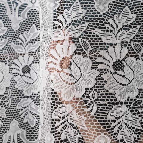 Firanka żakardowa ze wzorem pasowym, wys. 300cm, kolor biały 361270/000/001/000300/1