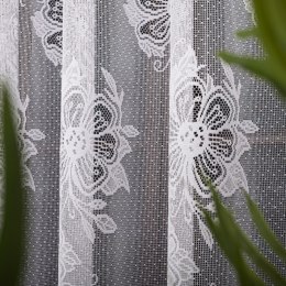 Firanka żakardowa ze wzorem po całości, wys. 155cm, kolor biały 004713/000/001/000155/1