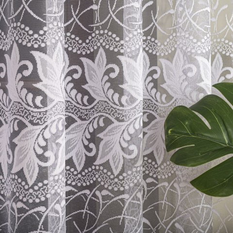 Firanka żakardowa ze wzorem po całości, wys. 160cm, kolor biały 049348/000/001/000160/1