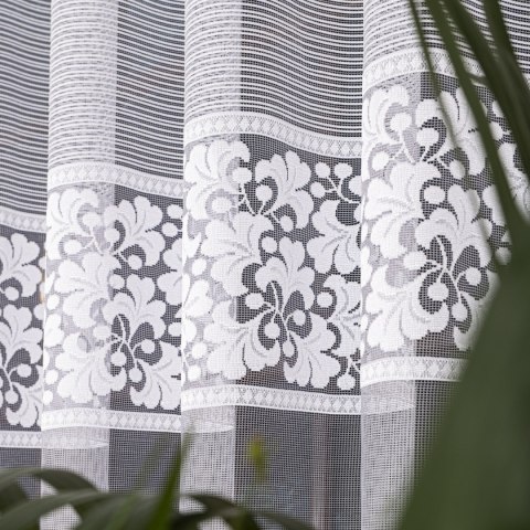 Firanka żakardowa ze wzorem po całości, wys. 170cm, kolor biały 017563/000/001/000170/1