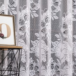 Firanka żakardowa ze wzorem po całości, wys. 175cm, kolor biały 004713/000/001/000175/1