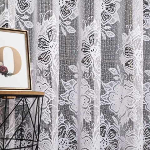 Firanka żakardowa ze wzorem po całości, wys. 175cm, kolor biały 004713/000/001/000175/1