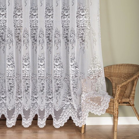 Firanka żakardowa ze wzorem po całości, wys. 220cm, kolor biały 361350/000/001/000220/1
