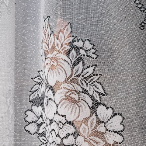 Firanka żakardowa ze wzorem po całości, wys. 220cm, kolor biały 361350/000/001/000220/1