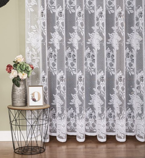 Firanka żakardowa ze wzorem po całości, wys. 250cm, kolor biały 004713/000/001/000250/1