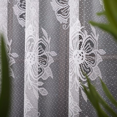 Firanka żakardowa ze wzorem po całości, wys. 250cm, kolor biały 004713/000/001/000250/1