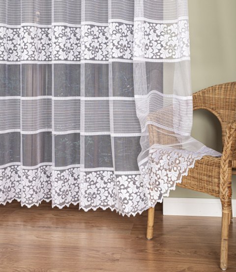 Firanka żakardowa ze wzorem po całości, wys. 250cm, kolor biały 017563/000/001/000250/1