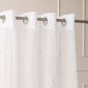 KOKARDKA Firana gotowa na etaminie, haftowana na przelotkach z ołowianką, 250x140cm, kolor biały/srebrny