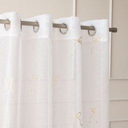 KOKARDKA Firana gotowa na etaminie, haftowana, na przelotkach z ołowianką, 250x140cm, kolor biały/złoty