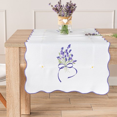 LAWENDOWA POLANA Bieżnik z haftem, 50cmx100cm, kolor biały 291771/KSP/001/050100/1 LAWENDOWA POLANA Bieżnik z haftem, 50cmx100cm, kolor biały 291771/KSP/001/050100/1