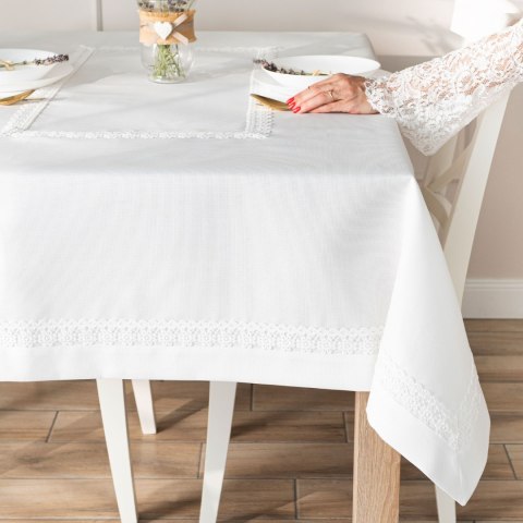 MODENA Obrus z gipiurą, 140x240cm, kolor biały 202725/KSP/L01/140240/1 MODENA Obrus z gipiurą, 140x240cm, kolor biały 202725/KSP/L01/140240/1